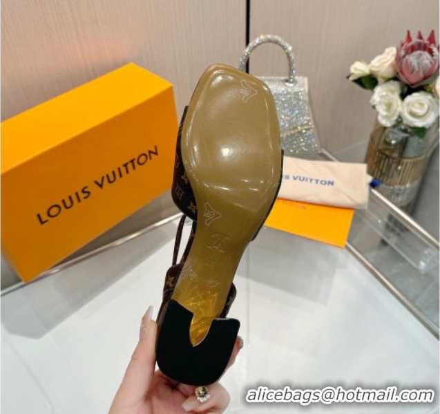 Cheap Price Louis Vuitton Swing Heel Sandals 5.5cm in Monogram Canvas Brown 2025 1AGUTG
