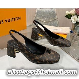 Classic Hot Louis Vuitton Swing Slingback Pump 5.5cm in Monogram Canvas Brown 2025 1AGTY9
