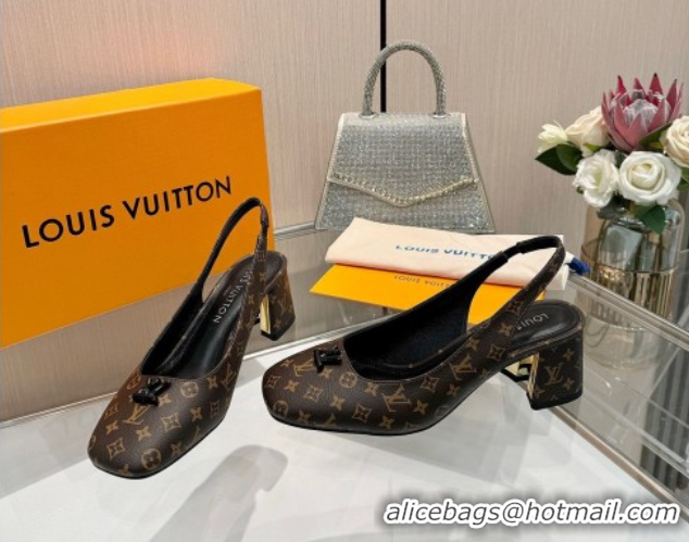 Classic Hot Louis Vuitton Swing Slingback Pump 5.5cm in Monogram Canvas Brown 2025 1AGTY9