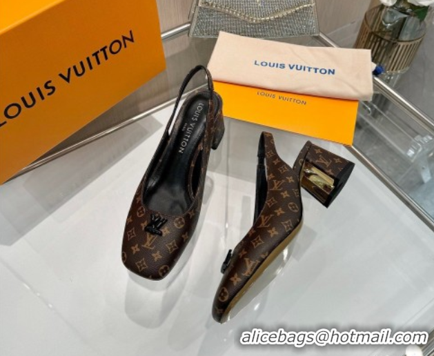 Classic Hot Louis Vuitton Swing Slingback Pump 5.5cm in Monogram Canvas Brown 2025 1AGTY9