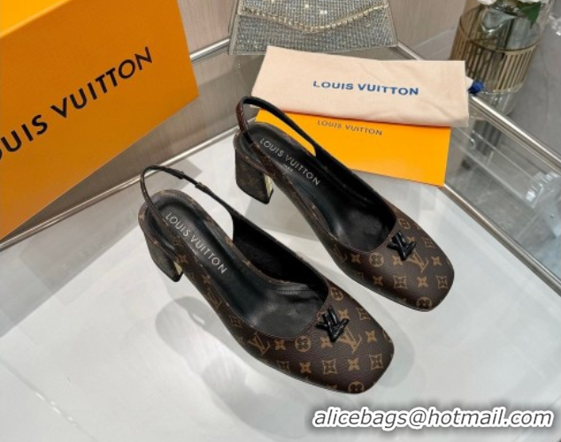 Classic Hot Louis Vuitton Swing Slingback Pump 5.5cm in Monogram Canvas Brown 2025 1AGTY9