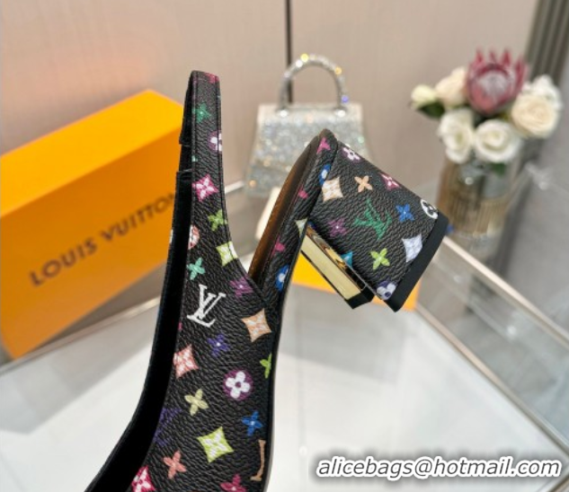 Low Cost Louis Vuitton LV x TM Swing Slingback Pump 5.5cm in Multicolor Monogram Canvas Black 2025 1AGTY9
