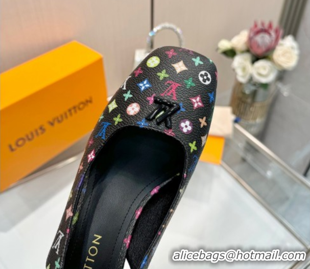 Low Cost Louis Vuitton LV x TM Swing Slingback Pump 5.5cm in Multicolor Monogram Canvas Black 2025 1AGTY9