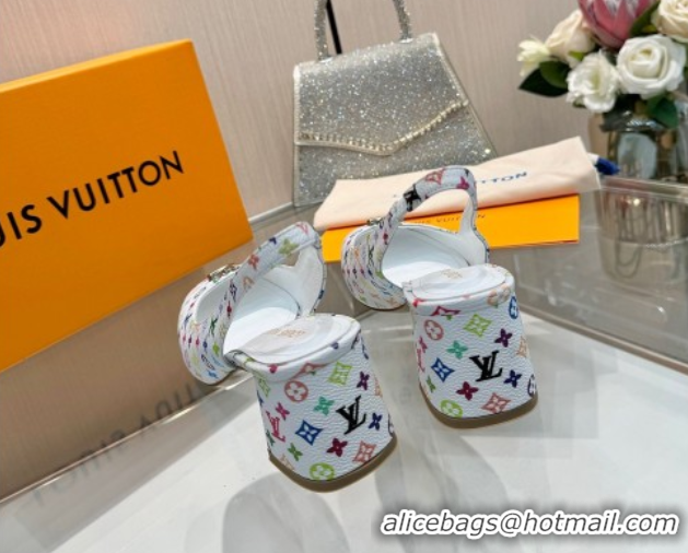 Sumptuous Louis Vuitton LV x TM Swing Slingback Pump 5.5cm in Multicolor Monogram Canvas White 2025 1AGTY9