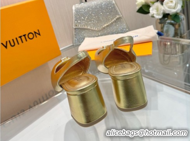 Stylish Louis Vuitton Swing Slingback Pump 5.5cm in Calf Leather Gold 2025 1AGTY9