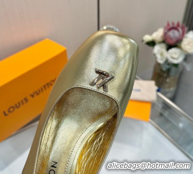 Stylish Louis Vuitton Swing Slingback Pump 5.5cm in Calf Leather Gold 2025 1AGTY9