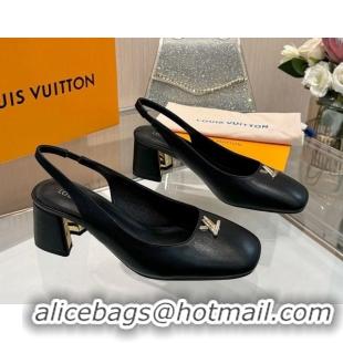 Durable Louis Vuitton Swing Slingback Pump 5.5cm in Calf Leather Black 2025 1AGTY9