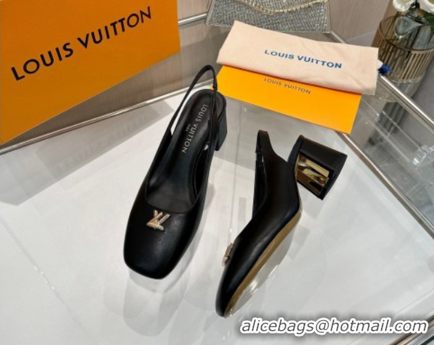 Durable Louis Vuitton Swing Slingback Pump 5.5cm in Calf Leather Black 2025 1AGTY9