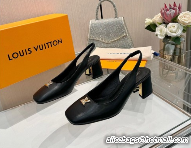Durable Louis Vuitton Swing Slingback Pump 5.5cm in Calf Leather Black 2025 1AGTY9