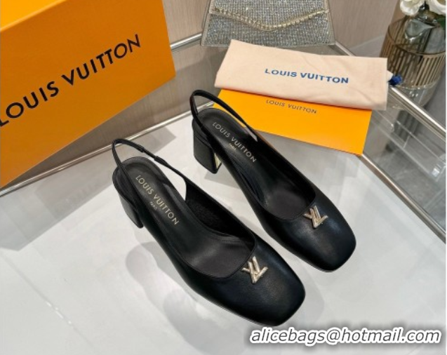 Durable Louis Vuitton Swing Slingback Pump 5.5cm in Calf Leather Black 2025 1AGTY9