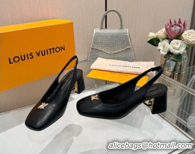 Durable Louis Vuitton Swing Slingback Pump 5.5cm in Calf Leather Black 2025 1AGTY9