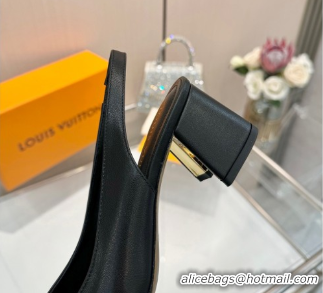 Durable Louis Vuitton Swing Slingback Pump 5.5cm in Calf Leather Black 2025 1AGTY9