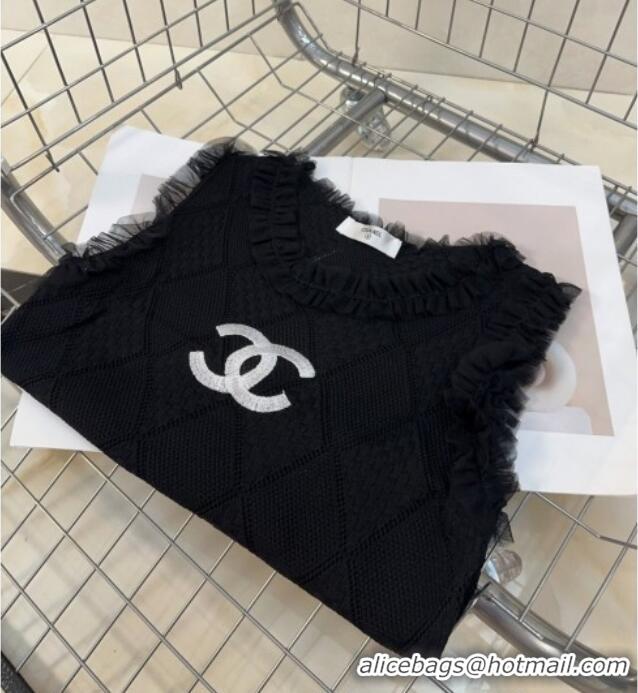 ​Good Taste Chanel Knit Vest with Falbala 0314 Black 2025
