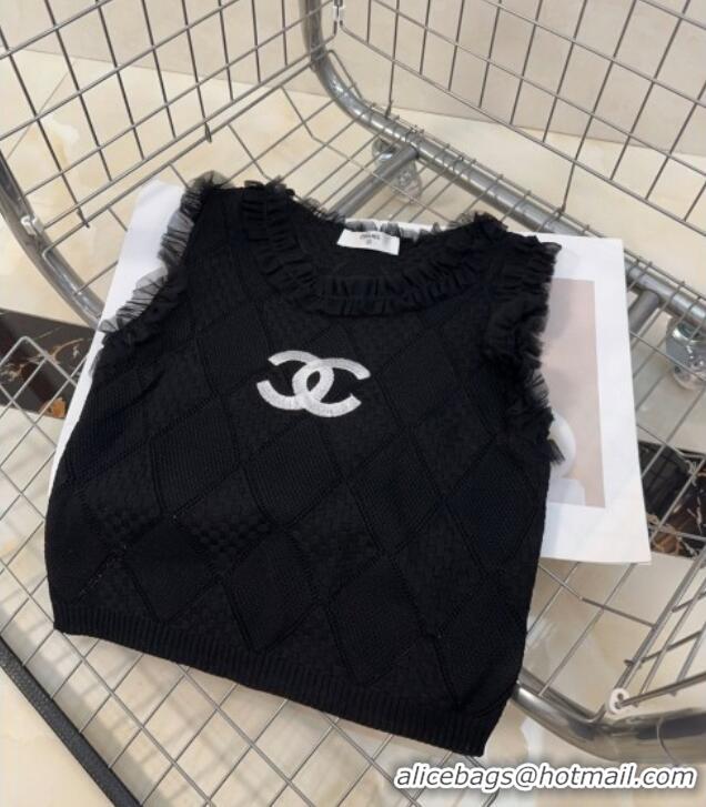 ​Good Taste Chanel Knit Vest with Falbala 0314 Black 2025