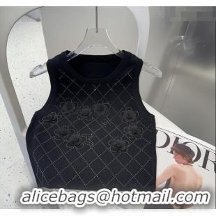 ​Super Quality Chanel Camellia Vest 0314 Black 2025