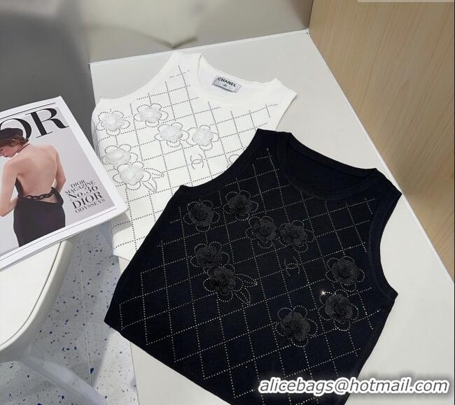 ​Super Quality Chanel Camellia Vest 0314 Black 2025