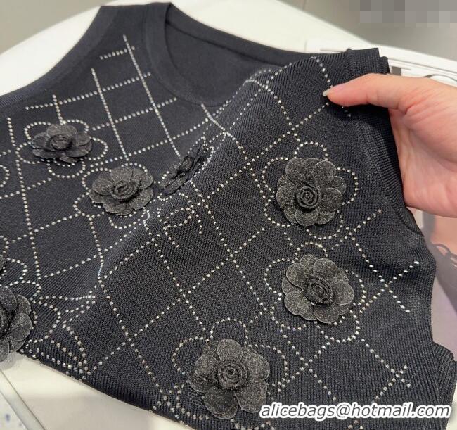 ​Super Quality Chanel Camellia Vest 0314 Black 2025