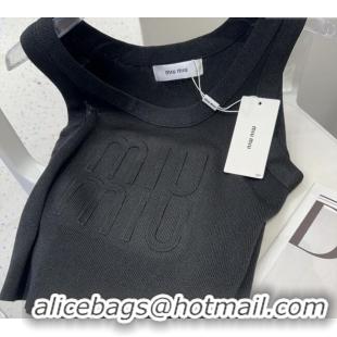 Luxury Discount Miu Miu Maxi Letters Vest 0314 Black 2025