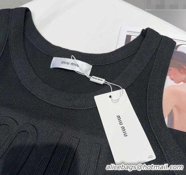 Luxury Discount Miu Miu Maxi Letters Vest 0314 Black 2025