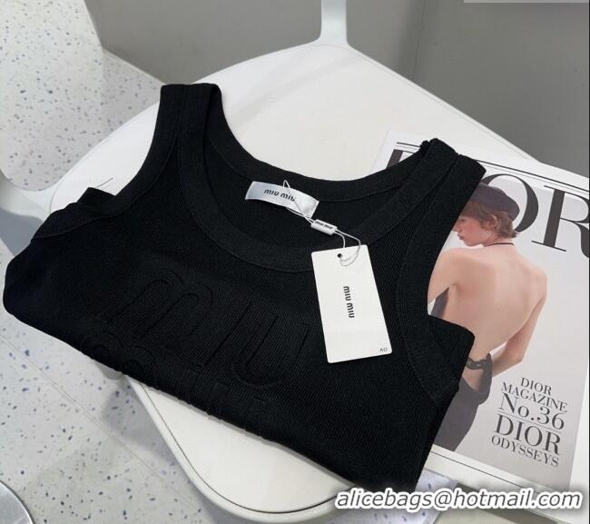 Luxury Discount Miu Miu Maxi Letters Vest 0314 Black 2025