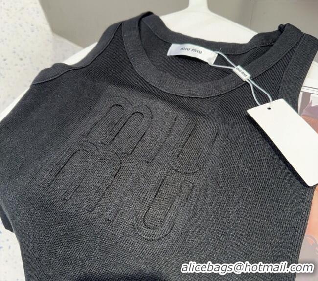 Luxury Discount Miu Miu Maxi Letters Vest 0314 Black 2025