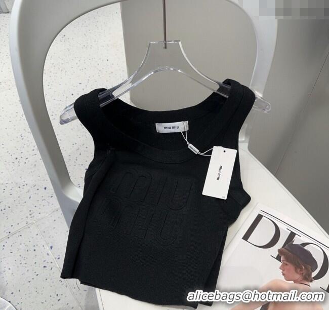 Luxury Discount Miu Miu Maxi Letters Vest 0314 Black 2025