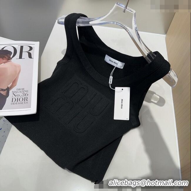Luxury Discount Miu Miu Maxi Letters Vest 0314 Black 2025