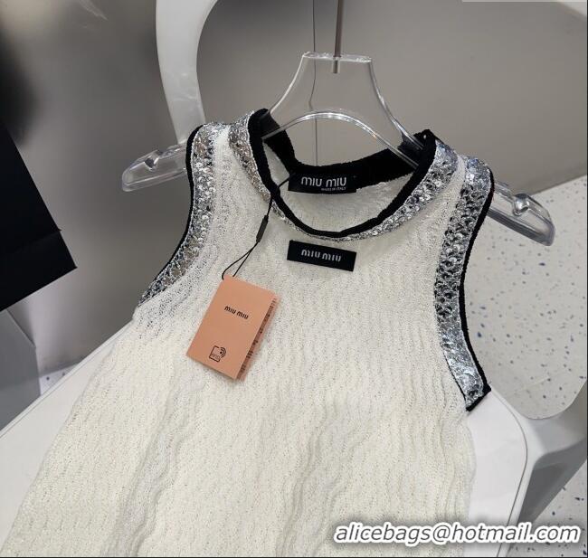 Good Quality Miu Miu Sequins Vest 0314 White 2025