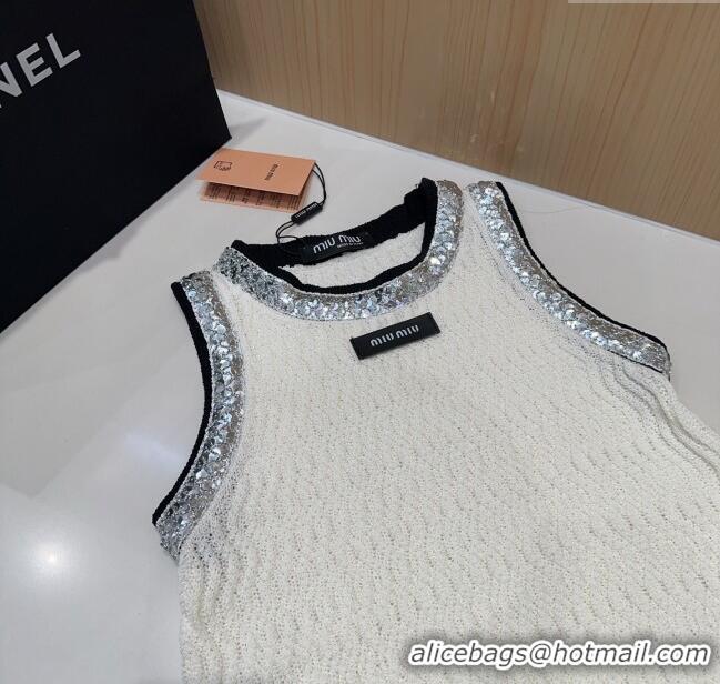 Good Quality Miu Miu Sequins Vest 0314 White 2025
