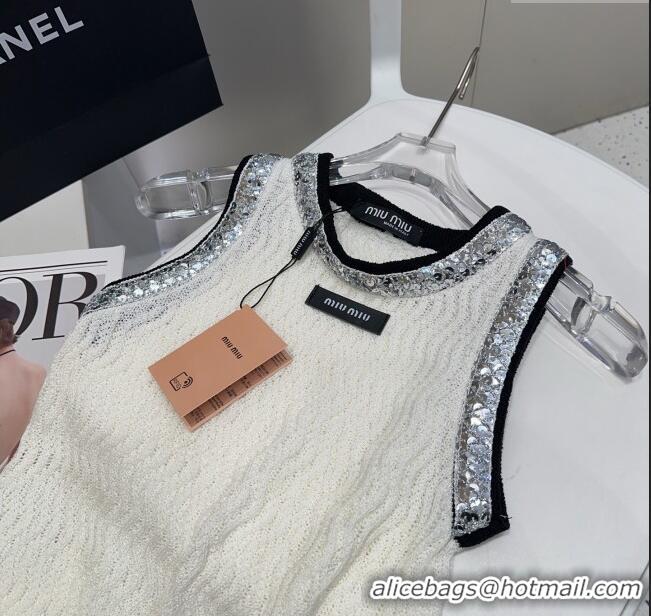 Good Quality Miu Miu Sequins Vest 0314 White 2025