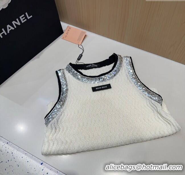 Good Quality Miu Miu Sequins Vest 0314 White 2025