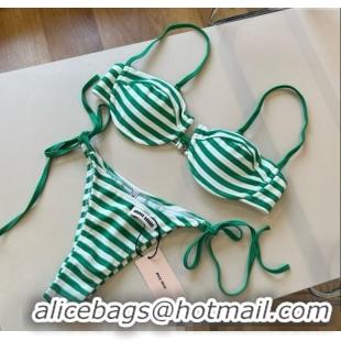 ​Grade Quality Miu Miu Striped Two-Pieces Swimwear M0513 Green 2025