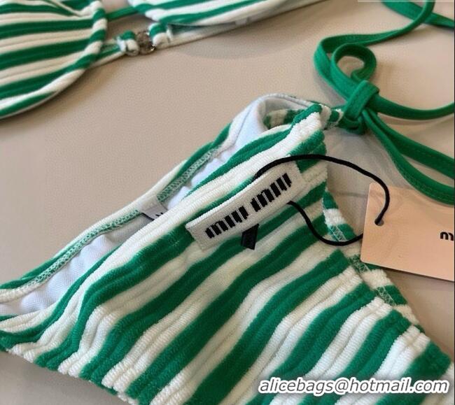 ​Grade Quality Miu Miu Striped Two-Pieces Swimwear M0513 Green 2025