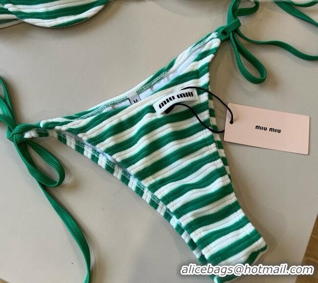 ​Grade Quality Miu Miu Striped Two-Pieces Swimwear M0513 Green 2025