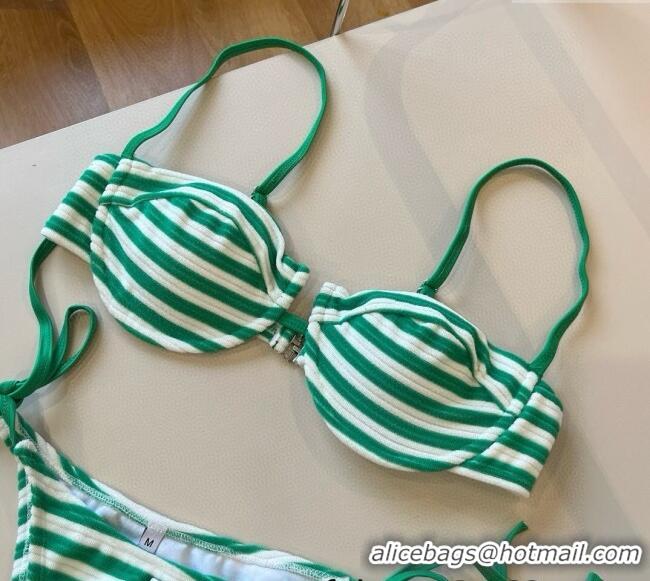 ​Grade Quality Miu Miu Striped Two-Pieces Swimwear M0513 Green 2025