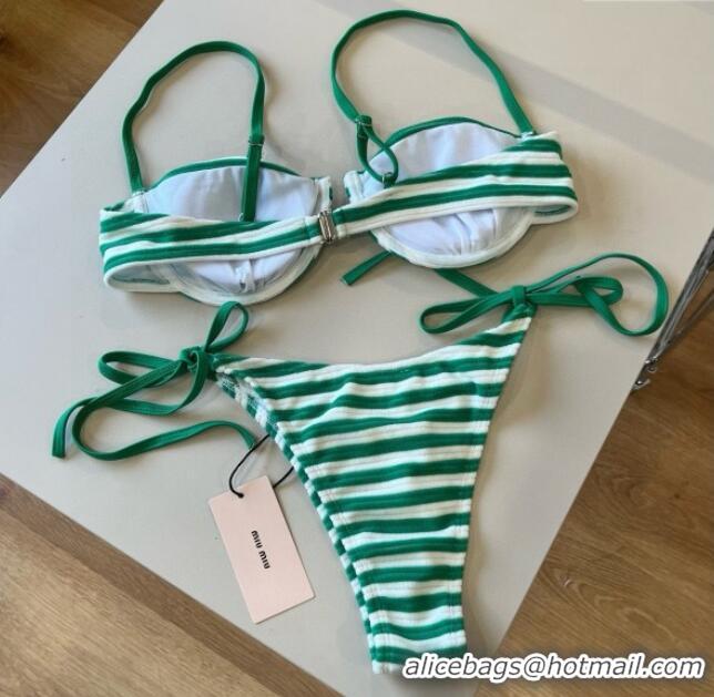 ​Grade Quality Miu Miu Striped Two-Pieces Swimwear M0513 Green 2025