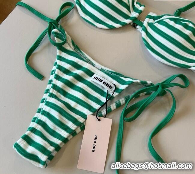 ​Grade Quality Miu Miu Striped Two-Pieces Swimwear M0513 Green 2025