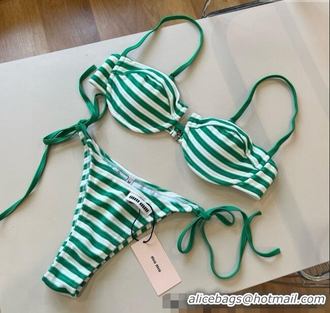 ​Grade Quality Miu Miu Striped Two-Pieces Swimwear M0513 Green 2025