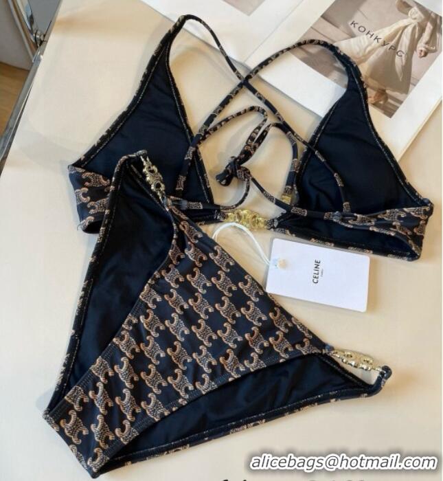 ​Discount Celine Two-Pieces Swimwear with Logo Chain 0513 Brown 2025