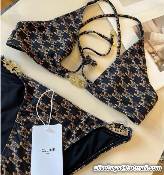​Discount Celine Two-Pieces Swimwear with Logo Chain 0513 Brown 2025