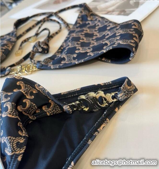 ​Discount Celine Two-Pieces Swimwear with Logo Chain 0513 Brown 2025