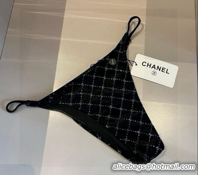 ​Unique Style Chanel Quilted Corduroy Two-Pieces Swimwear 0513 Black 2025
