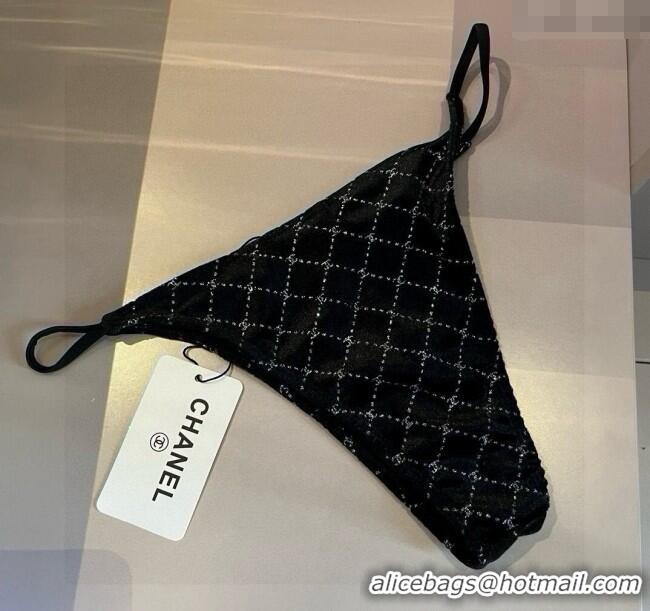 ​Unique Style Chanel Quilted Corduroy Two-Pieces Swimwear 0513 Black 2025