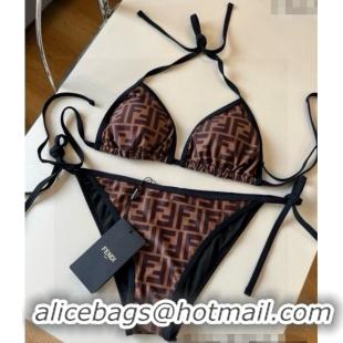 ​Famous Brand Fendi FF Two-Pieces Swimwear 0513 Brown 2025