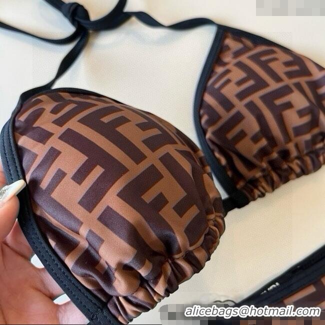 ​Famous Brand Fendi FF Two-Pieces Swimwear 0513 Brown 2025