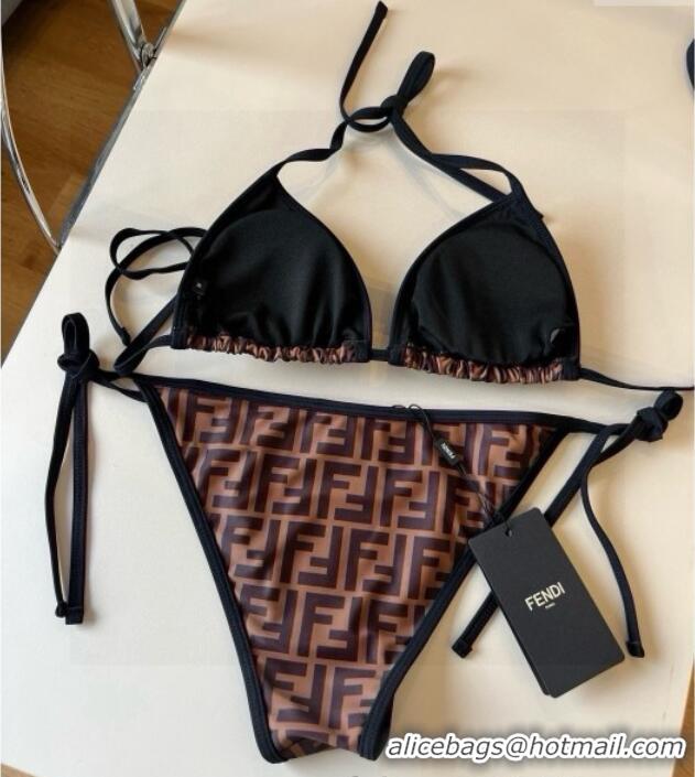 ​Famous Brand Fendi FF Two-Pieces Swimwear 0513 Brown 2025