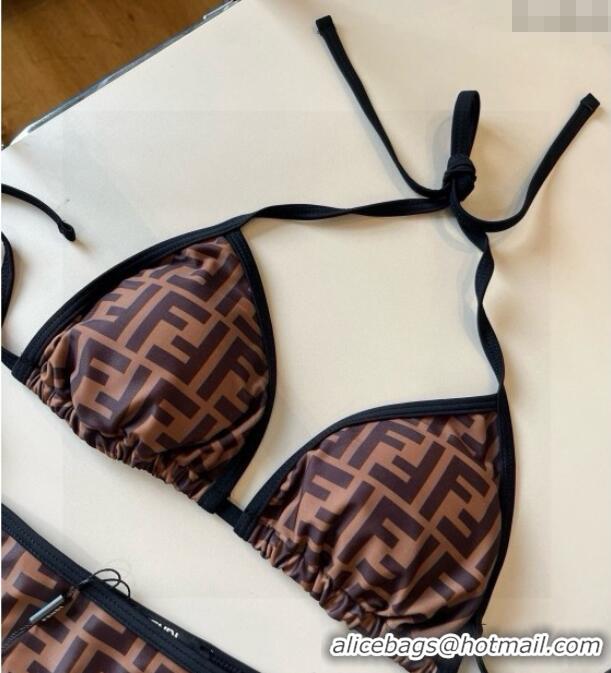 ​Famous Brand Fendi FF Two-Pieces Swimwear 0513 Brown 2025