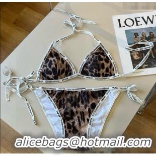 Best Quality Dolce & Gabbana Animal Print Two-Pieces Swimwear 3092 Brown 2025
