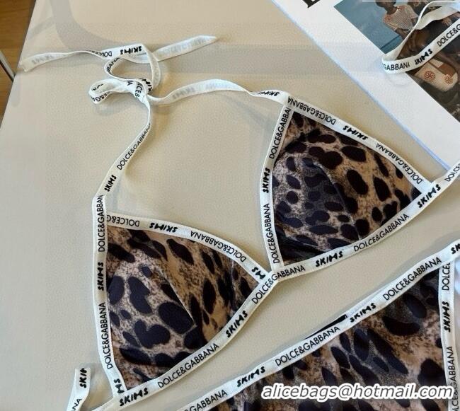 Best Quality Dolce & Gabbana Animal Print Two-Pieces Swimwear 3092 Brown 2025