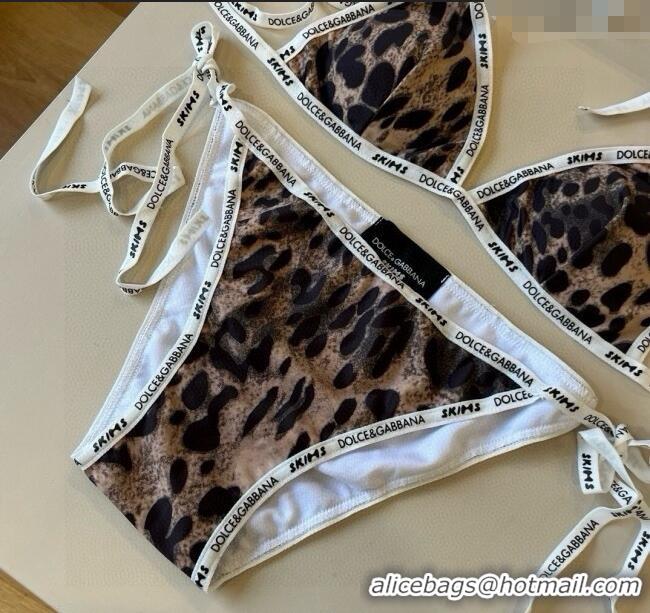 Best Quality Dolce & Gabbana Animal Print Two-Pieces Swimwear 3092 Brown 2025